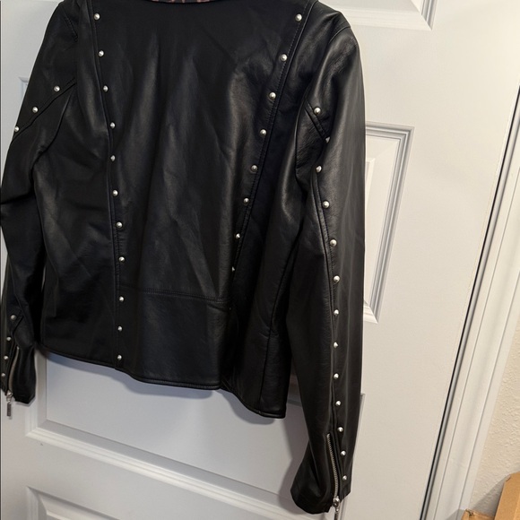 Torrid Black Leather Jacket with Leopard Collar - Picture 15 of 16